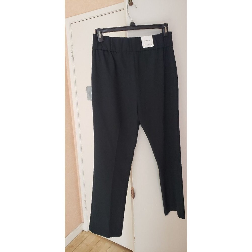 NWT $89  MARC NEW YORK BLACK STRAIT LEG PANT BRANDED BUCKLE SZ M - Picture 4 of 6
